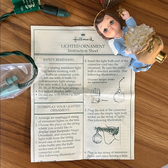 VINTAGE 1990 Hallmark Keepsake "Starlight Angel" Magic Light ornament LIGHTS UP! - Picture 12 of 13